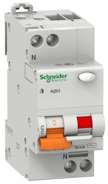 Выключатель автоматический дифференциальный АД63 1п+N 25А C 300мА тип AC | 11471 | Schneider Electric