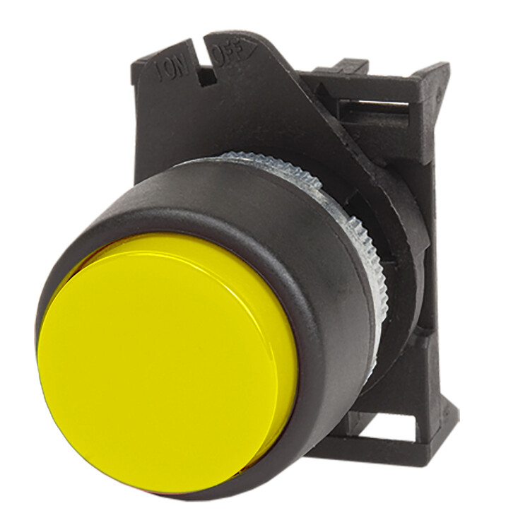 Кнопка выпуклая прозрачная без фиксации, желтая | ABDLR3 | DKC