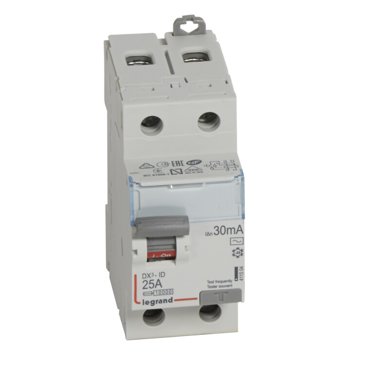 Выключатель дифференциальный (УЗО) DX3-ID 2п 25А 30мА тип AC | 411504 | Legrand