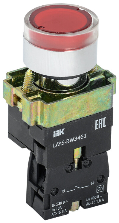 Кнопка управления LAY5-BW3461 с подсветкой красный 1з | BBT50-BW-K04 | IEK