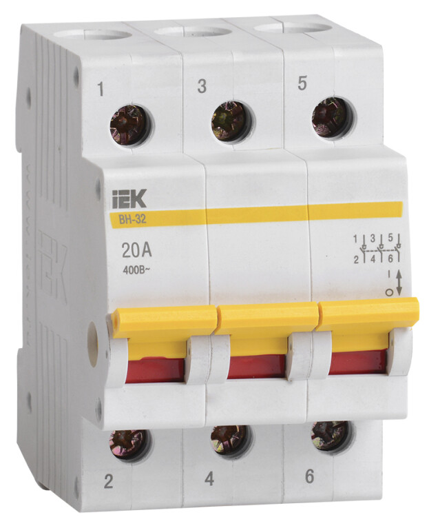 Выключатель нагрузки (мини-рубильник) ВН-32 3Р 20А | MNV10-3-020 | IEK