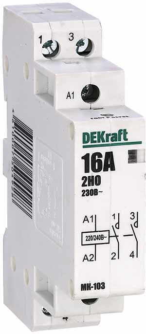 Модульный контактор 2НО 16А 230В МК-103 | 18050DEK | DEKraft