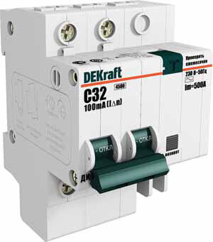 Выключатель автоматический дифференциальный ДИФ-101 2п 16А C 30мА тип AC (4 мод) | 15003DEK | DEKraft