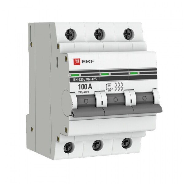 Выключатель нагрузки ВН-125, 3P 100А EKF PROxima | SL125-3-100-pro | EKF