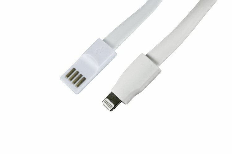USB кабель для iPhone 5/6/7 моделей плоский силиконовый шнур белый | 18-1977 | REXANT