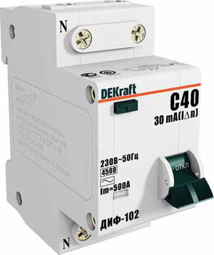 Выключатель автоматический дифференциальный ДИФ-102 1п+N 25А C 30мА тип AC | 16005DEK | DEKraft