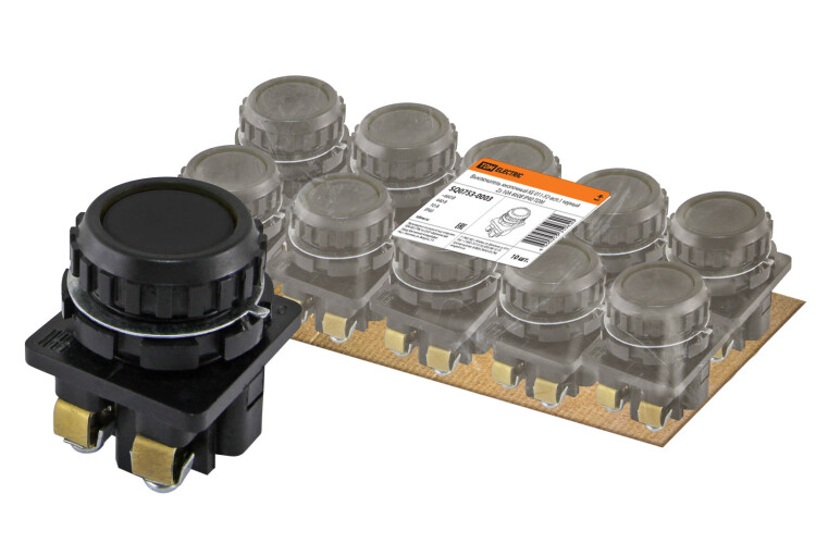 Выключатель кнопочный КЕ 011-У2-исп.1 черный 2з 10A 660B IP40 | SQ0753-0003 | TDM
