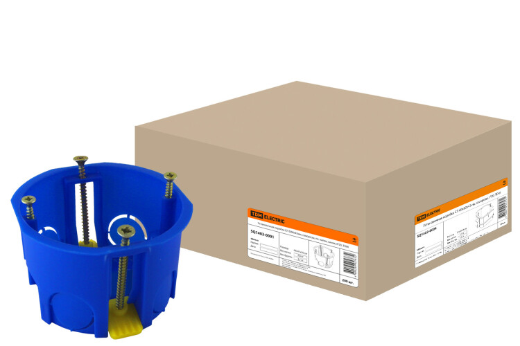 Коробка установочная 68х45 с саморезами, пластиковыми лапками (для полых стен) | SQ1403-0001 | TDM