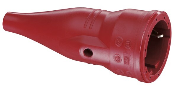 Розетка кабельная резиновая с мультизаземлением IP44, 16A, 2P+E, 250V, (красный) | 1479040 | ABL Sursum