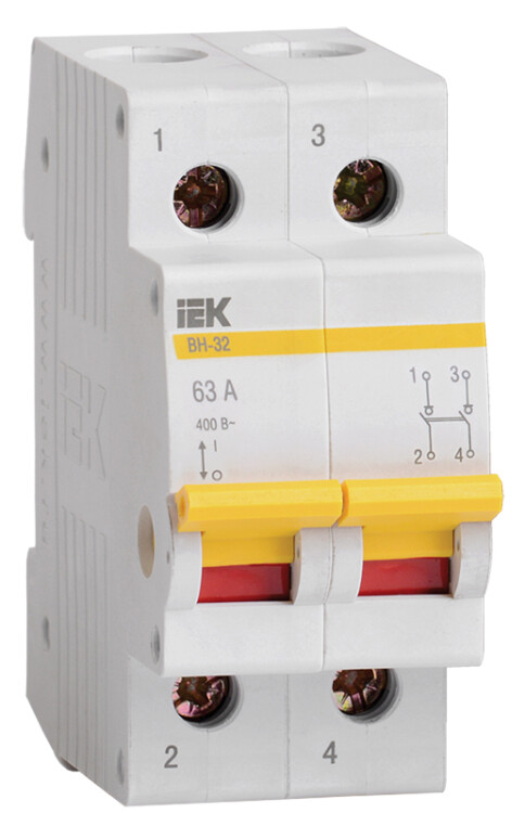 Выключатель нагрузки (мини-рубильник) ВН-32 2Р 63А | MNV10-2-063 | IEK